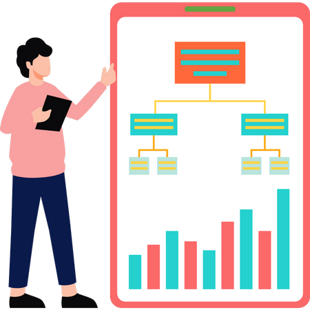 Homme regardant l'organigramme  Illustration