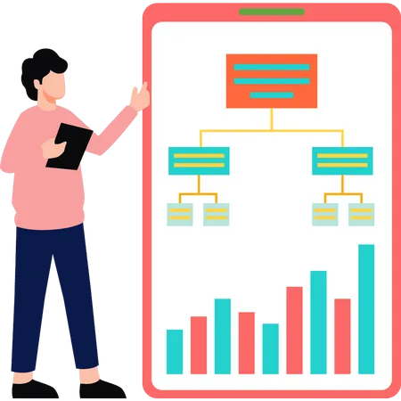 Homme regardant l'organigramme  Illustration