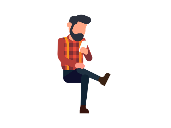 Homme regardant son portable  Illustration