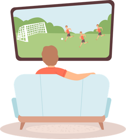 Homme regardant un match de football  Illustration