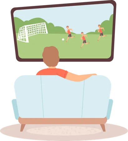 Homme regardant un match de football  Illustration