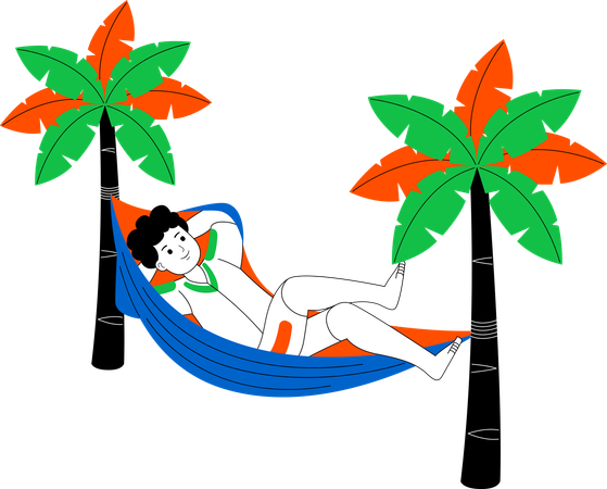 Homme relaxant avec hamac  Illustration