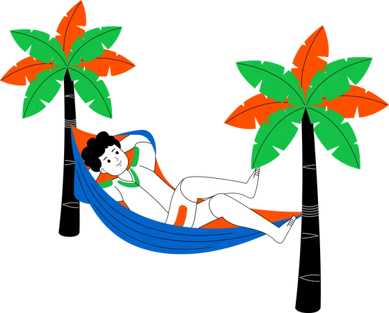 Homme relaxant avec hamac  Illustration