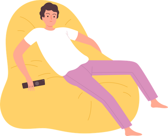 Homme relaxant sur un pouf  Illustration