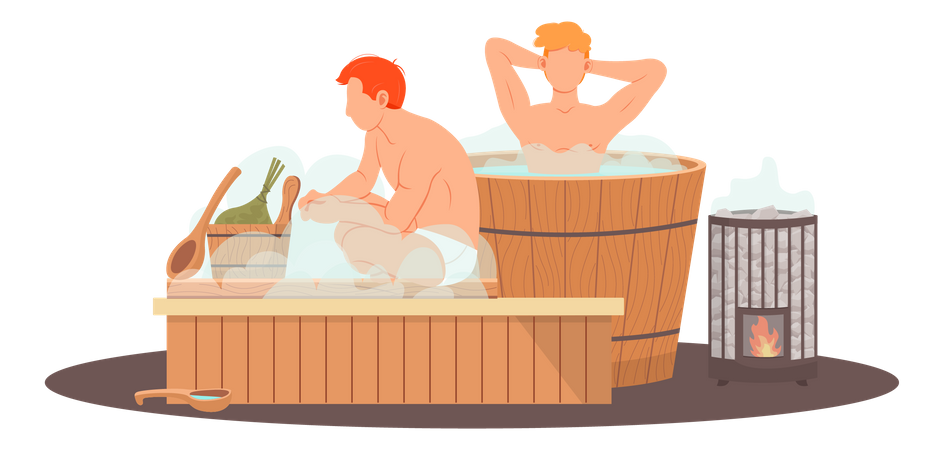 Homme relaxant dans un centre de spa  Illustration