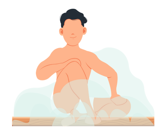 Homme relaxant dans un sauna  Illustration