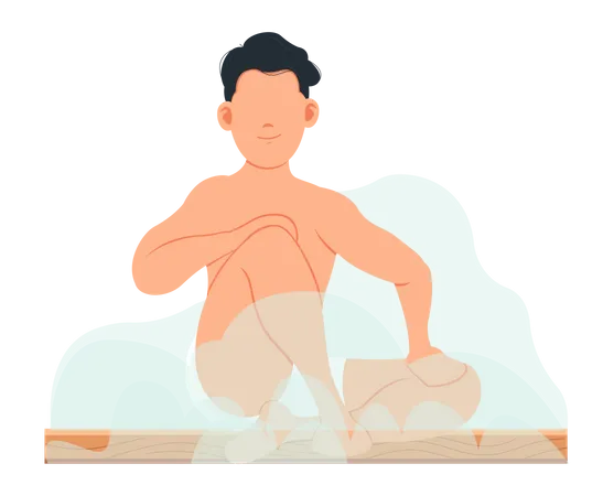 Homme relaxant dans un sauna  Illustration