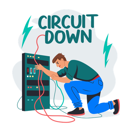 Homme réparant un court-circuit  Illustration