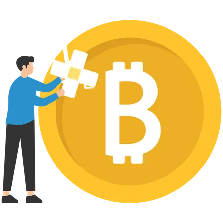 Homme réparant Bitcoin  Illustration