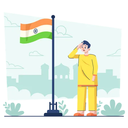 Homme saluant le jour de la république indienne  Illustration