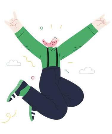 Homme sautant en l’air de bonheur  Illustration