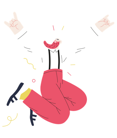 Homme sautant en l’air de bonheur  Illustration