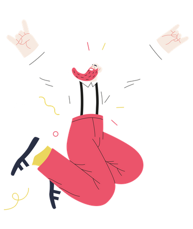 Homme sautant en l’air de bonheur  Illustration