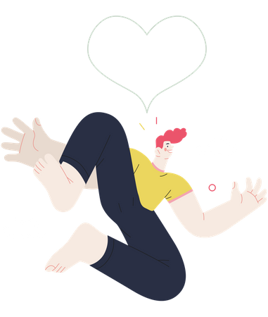 Homme sautant en l’air et ressentant l’amour  Illustration