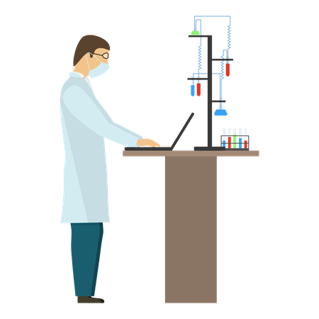 Homme scientifique travaillant en laboratoire  Illustration