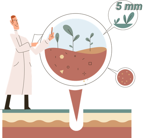 Scientifique travaillant sur une analyse du sol  Illustration