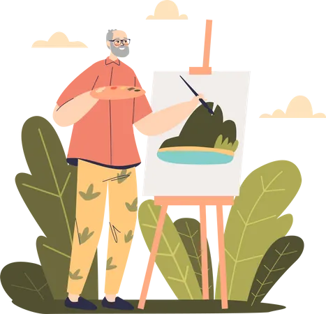 Homme âgé, peinture, photo  Illustration
