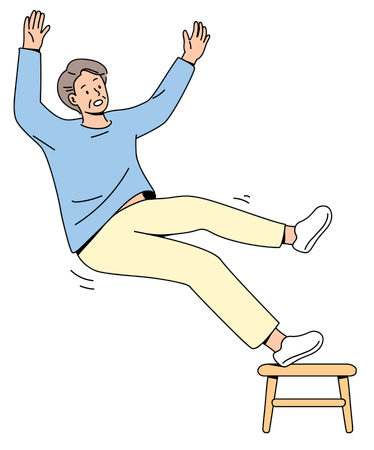 Homme âgé tombant sur un tabouret  Illustration