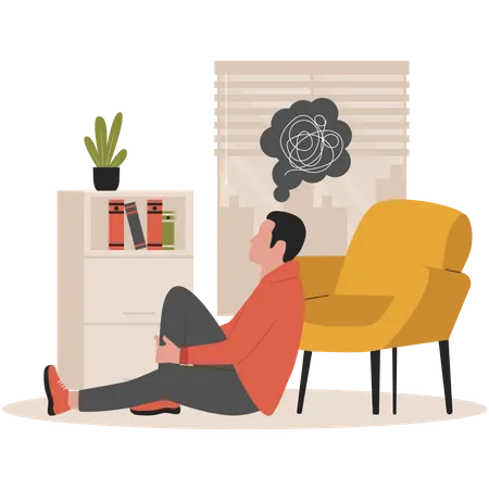 Homme ressentant du stress et de l'anxiété  Illustration