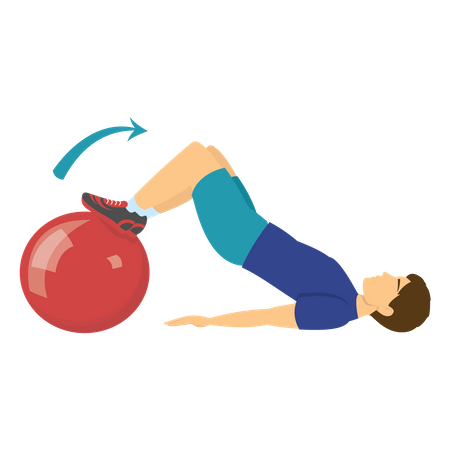 Homme travaillant avec un ballon de gym  Illustration