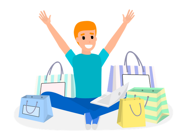 Homme faisant des achats en ligne  Illustration