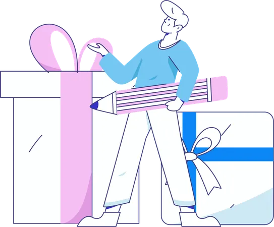 Un homme fait des achats en ligne avec un bon d'achat  Illustration