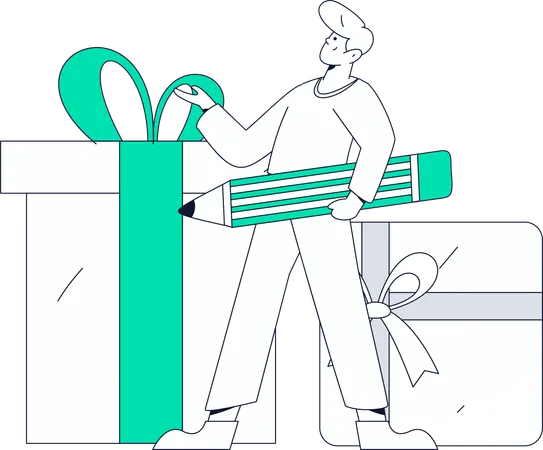 Un homme fait des achats en ligne avec un bon d'achat  Illustration