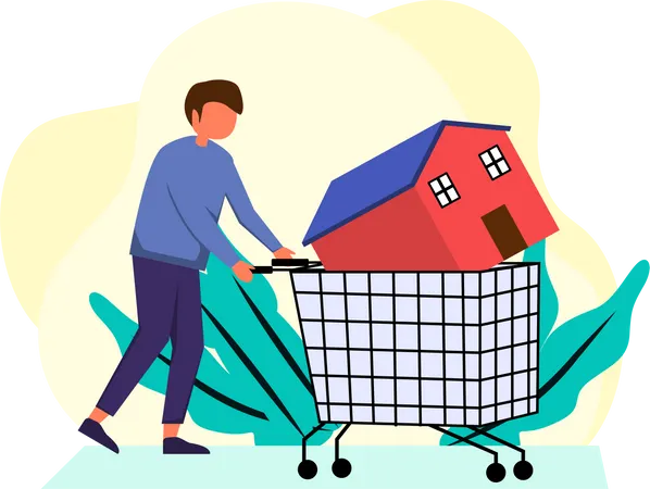 Homme faisant des emplettes pour la maison  Illustration