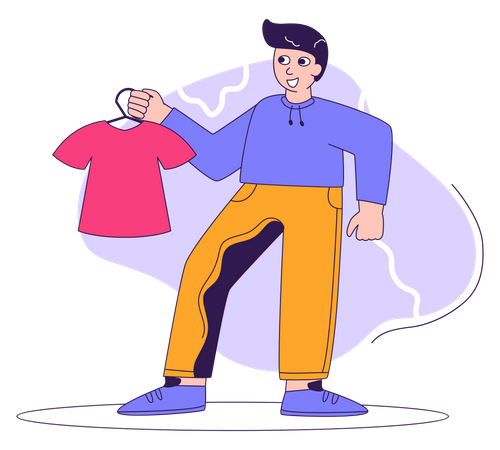 Homme achetant un t-shirt  Illustration