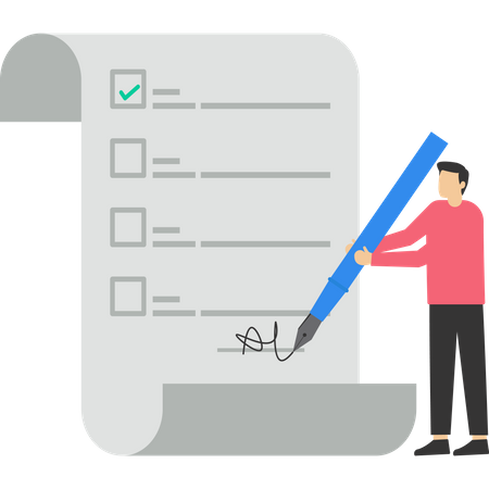 Homme signant un contrat d'affaires  Illustration