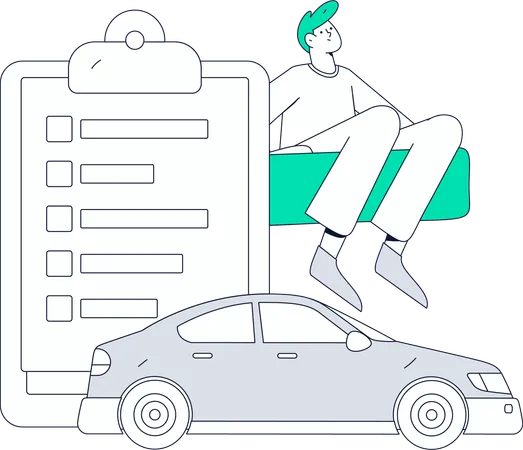 Un homme signe un contrat de voiture  Illustration