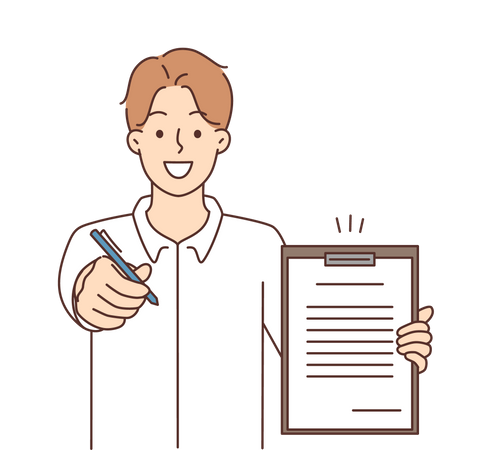 Homme signant un contrat  Illustration