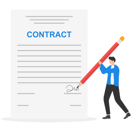 Homme signant un contrat  Illustration