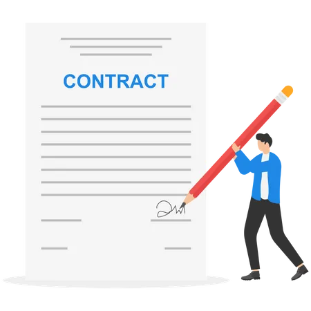 Homme signant un contrat  Illustration