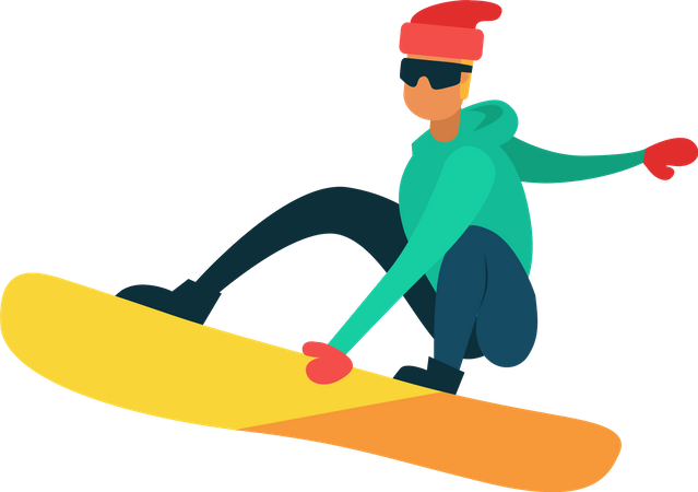 Homme Snowboard Activité De Sport D'hiver Isolé  Illustration
