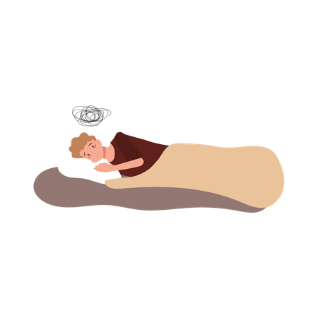 Homme souffrant d'insomnie et de troubles du sommeil  Illustration