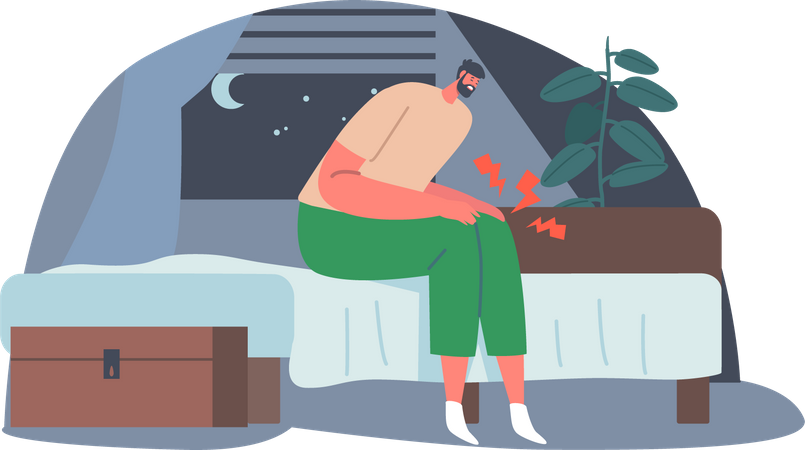 Homme souffrant de douleurs au genou  Illustration