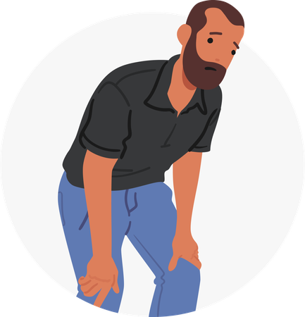 Homme souffrant de dyspnée à bout de souffle  Illustration