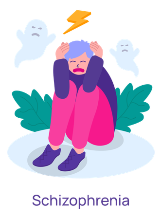 Un homme souffre de schizophrénie  Illustration