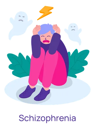 Un homme souffre de schizophrénie  Illustration