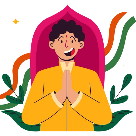 Homme souhaitant une bonne fête de la république indienne  Illustration