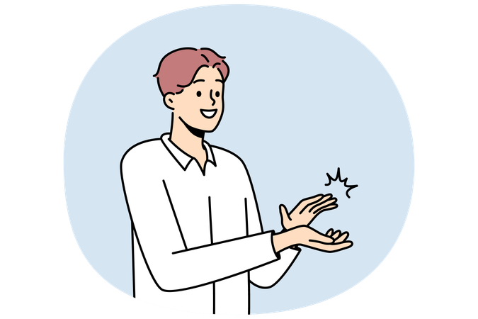 Un homme souriant applaudissant pour remercier  Illustration