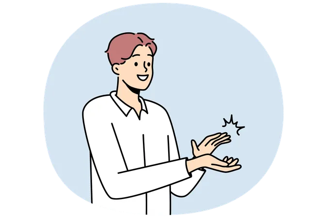 Un homme souriant applaudissant pour remercier  Illustration