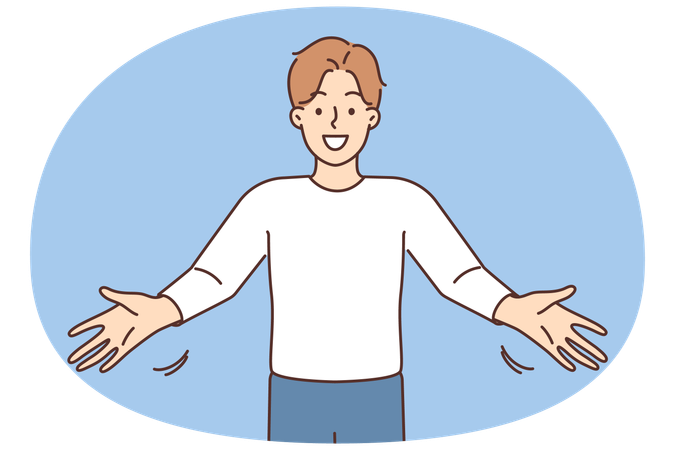 Homme souriant avec les bras tendus  Illustration