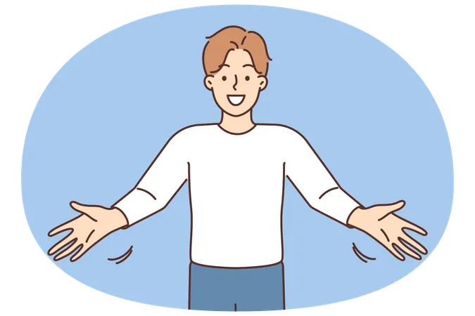 Homme souriant avec les bras tendus  Illustration