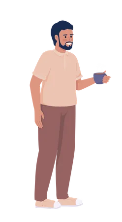 Homme souriant avec une tasse de café  Illustration