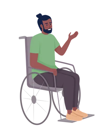 Homme souriant en fauteuil roulant  Illustration