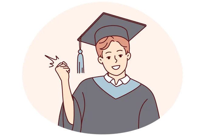 Un homme souriant et excité par la réussite de son diplôme  Illustration