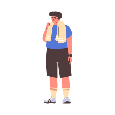 Homme sportif avec des lunettes et une ceinture de fitness  Illustration