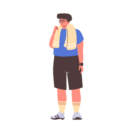Homme sportif avec des lunettes et une ceinture de fitness  Illustration
